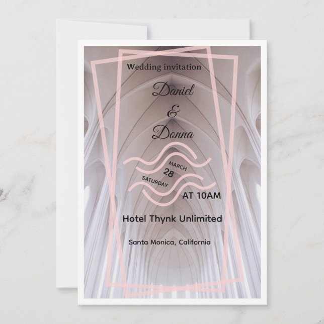 Convite Elegant Cathedral Wedding Invitation | Blush Minim (Frente)