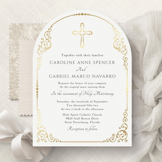 Convite Elegant Catholic Mass Wedding (Criador carregado)
