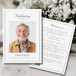 Convite Elegant Celebration of Life Funeral Photo QR Code