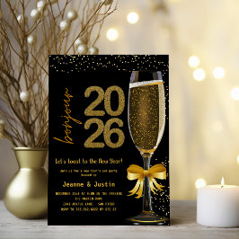 Convite Elegant Champagne New Year's Eve Party Invitation