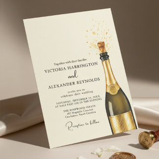 Convite Elegant Champagne Wedding