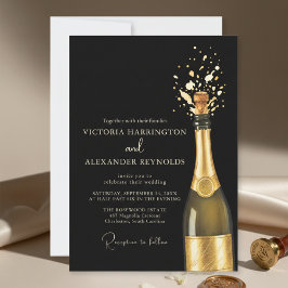 Convite Elegant Champagne Wedding