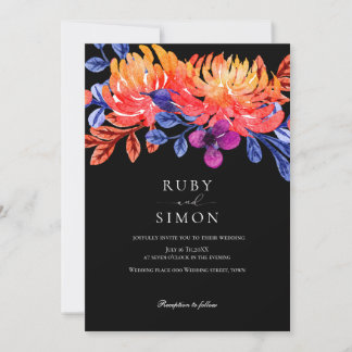 Convite Elegant Chic Floral Watercolor Bouquet Wedding