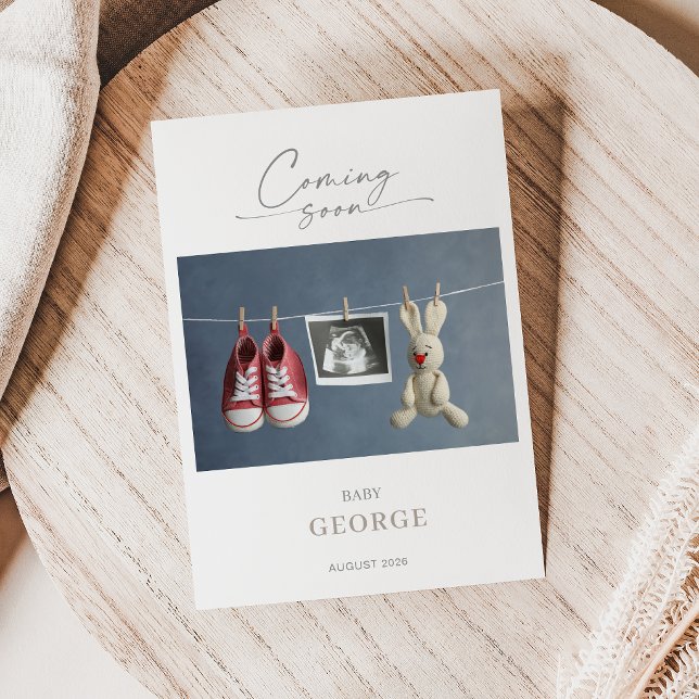 Convite Elegant Chic Minimal Pregnancy Announcement Card (Criador carregado)