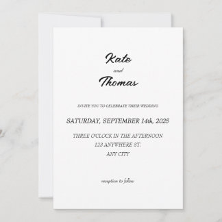 Convite Elegant Chic Romantic Minimalist Classic White