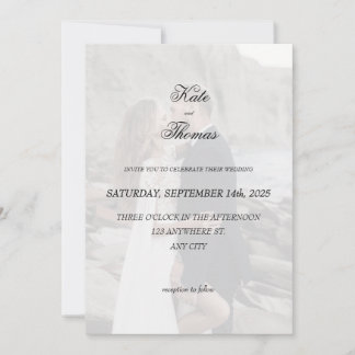 Convite Elegant Chic Romantic Minimalist Classic White