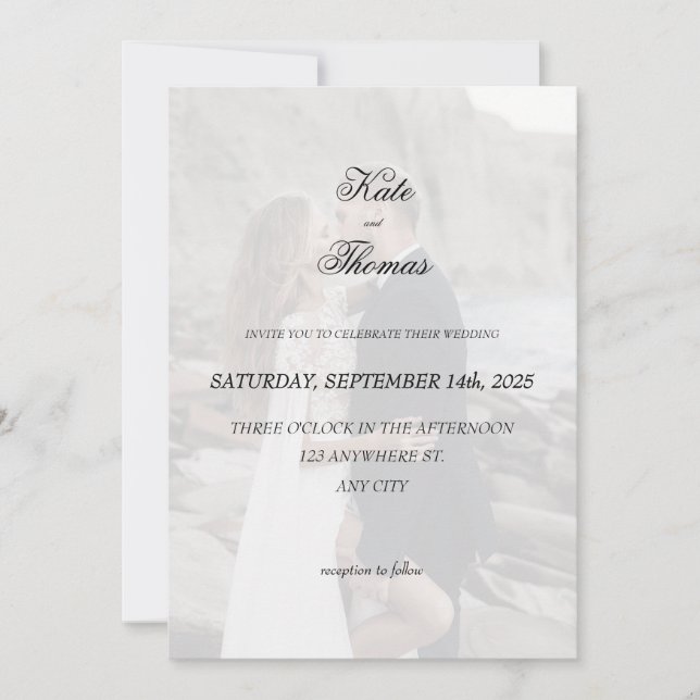 Convite Elegant Chic Romantic Minimalist Classic White (Frente)