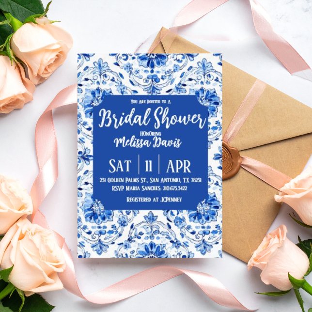 Convite Elegant Chinoiserie Bridal Shower Invitation (Personalize this elegant Chinoiserie bridal shower invitation. )