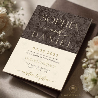 Convite Elegant Chocolate Mocha Wedding Templat invitation