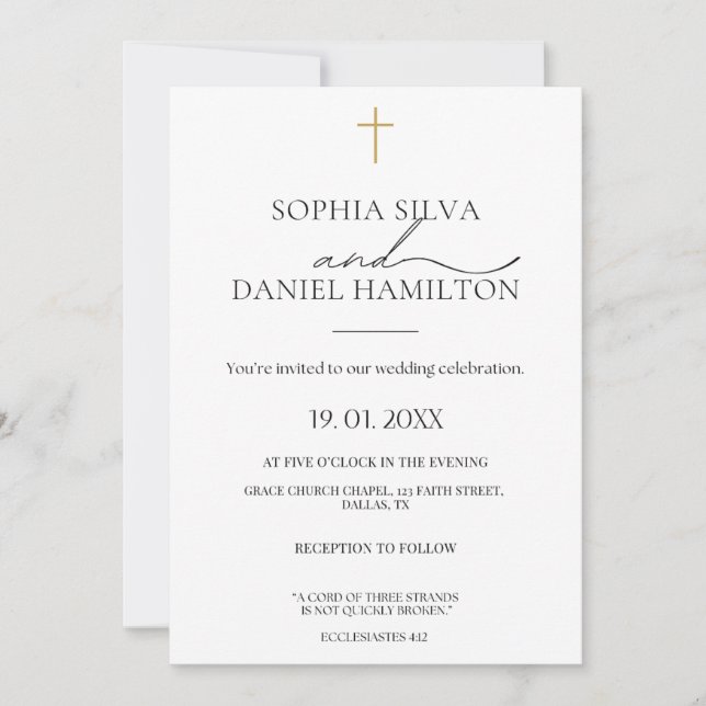 Convite Elegant Christian Wedding Invitation  (Frente)