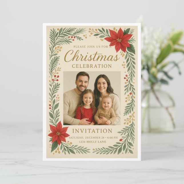 Convite Elegant Christmas celebration Invitation  (Em pé/Frente)