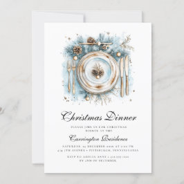 Convite Elegant Christmas Dinner Invitation 
