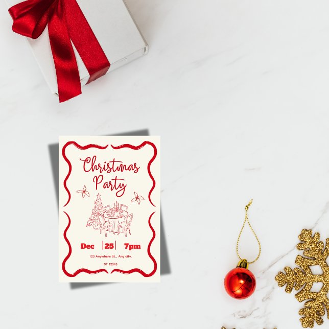 Convite Elegant Christmas Dinner Invitation  (Criador carregado)
