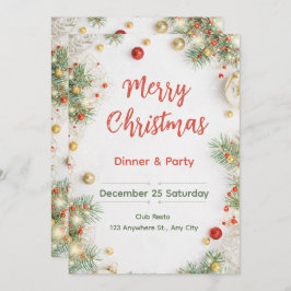 Convite Elegant Christmas Dinner Invitation
