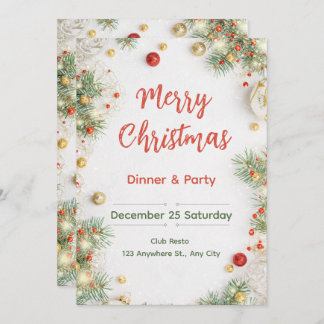 Convite Elegant Christmas Dinner Invitation