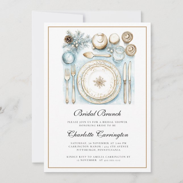 Convite Elegant Christmas Holiday Bridal Brunch Invitation (Frente)