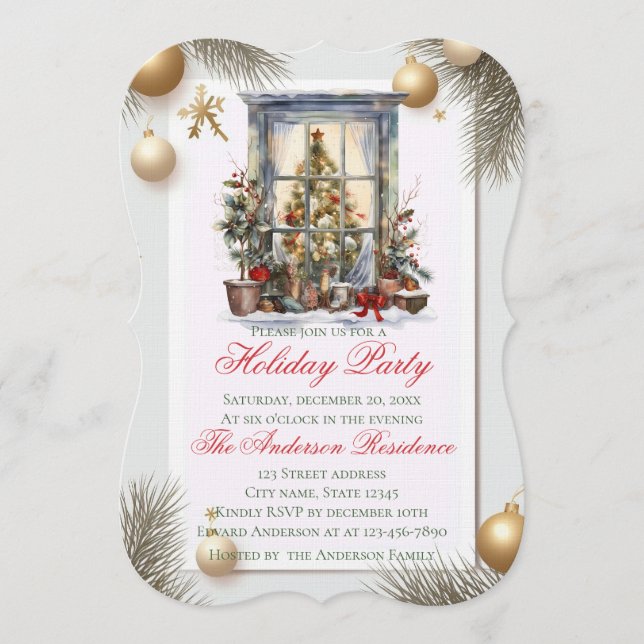 Convite Elegant Christmas Holiday Invitation (Frente)