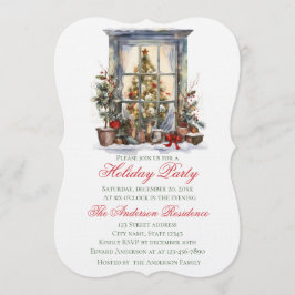 Convite Elegant Christmas Holiday Invitation Window