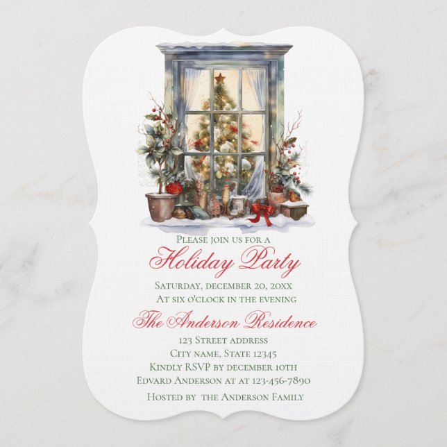 Convite Elegant Christmas Holiday Invitation Window (Frente)