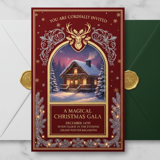 Convite Elegant Christmas Invitation | Holiday Party Card  (Criador carregado)