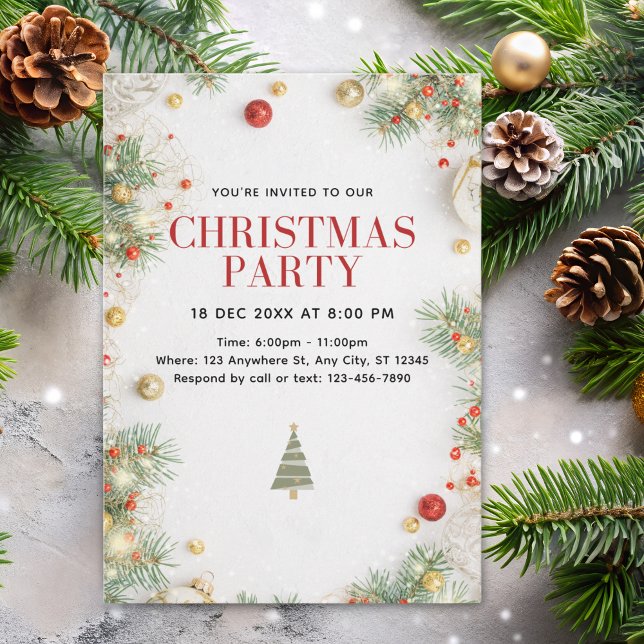 Convite Elegant Christmas Party Invitation with Holiday  (Criador carregado)