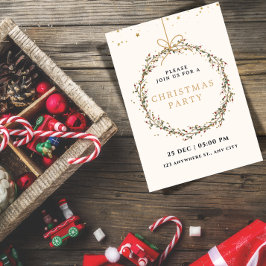 Convite Elegant Christmas Party Invitation with Wreath 