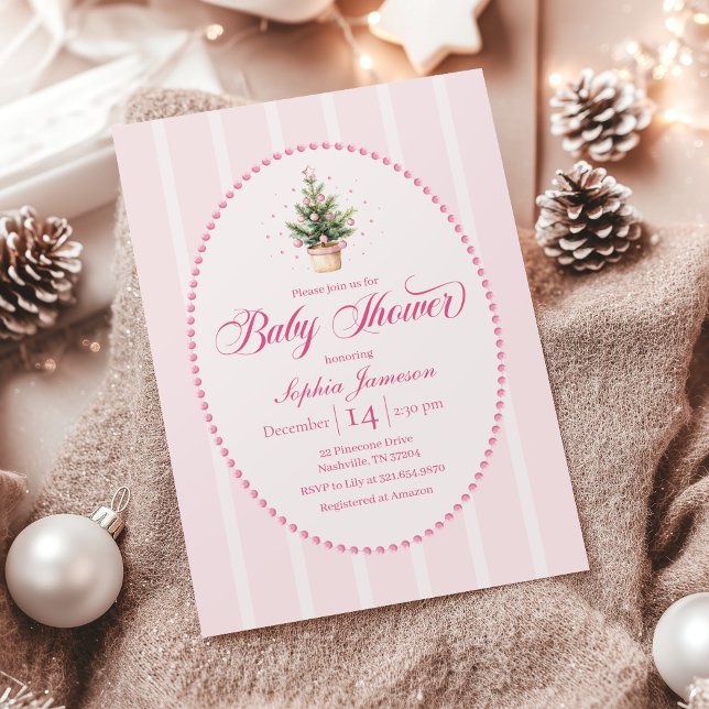 Convite Elegant Christmas Tree Baby Shower Invitation (Criador carregado)