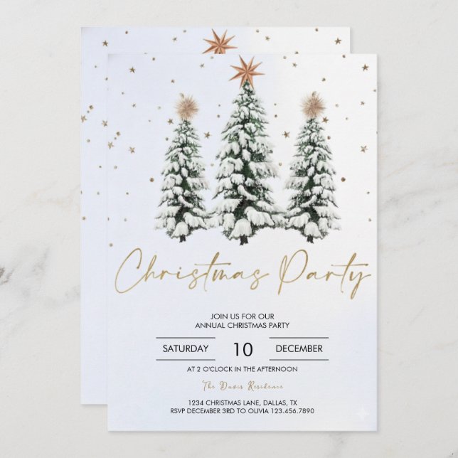 Convite Elegant Christmas Tree Holiday Party Invitation (Frente/Verso)
