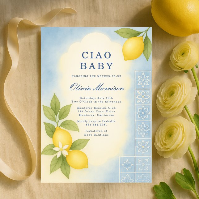 Convite Elegant Ciao Baby Italian Baby Shower (Criador carregado)