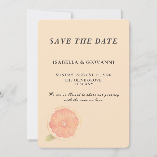 Convite Elegant Citrus Grapefruit Wedding Save the Date (Frente)