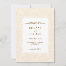 Convite Elegant Classic Beige Script Vintage Wedding