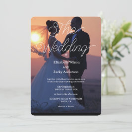 Convite Elegant Classic Black and White Caligraphy Wedding