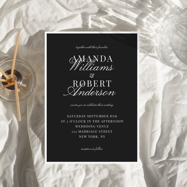 Convite Elegant Classic Black and White Old Money Wedding (Criador carregado)