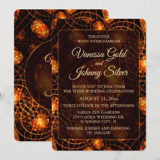 Convite Elegant Classic Boho Modern Gold #901 Wedding