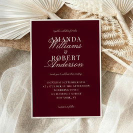 Convite Elegant Classic Burgundy Old Money Wedding