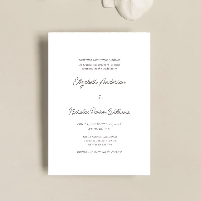 Convite elegant classic calligraphy scripted wedding  (Criador carregado)
