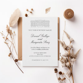 Convite Elegant Classic Estate Illustration Wedding Invita