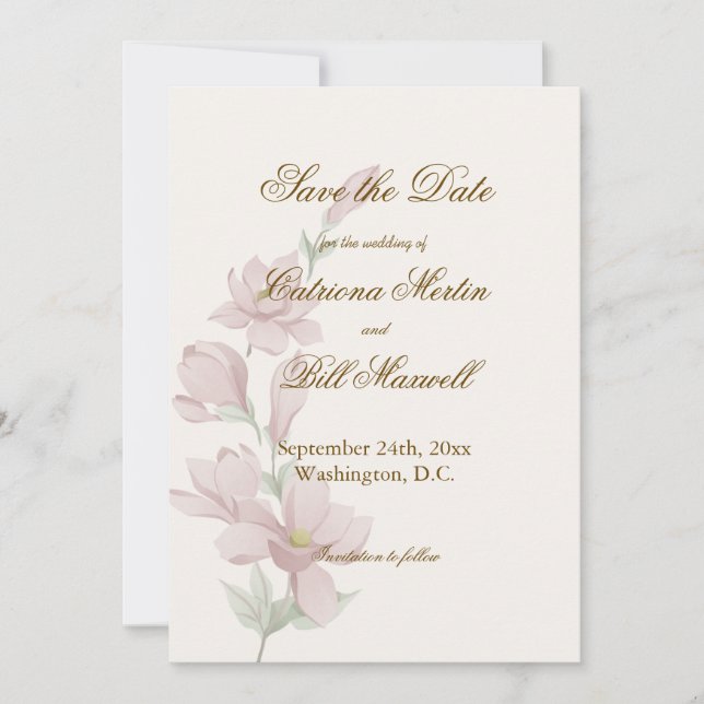 Convite Elegant Classic Florals Save The Date Card (Frente)