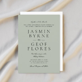 Convite Elegant Classic Light Sage Formal Wedding