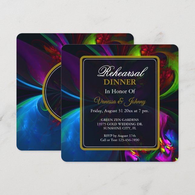 Convite Elegant Classic Modern Floral Pattern #902 Wedding (Frente/Verso)