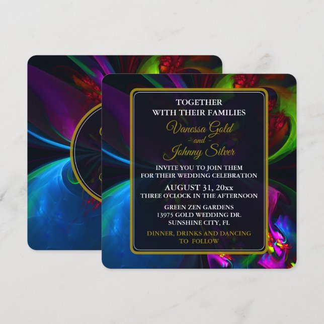 Convite Elegant Classic Modern Floral Pattern #902 Wedding (Frente/Verso)