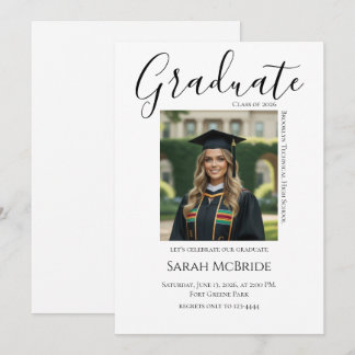 Convite Elegant Classic One Photo Graduation Invitation