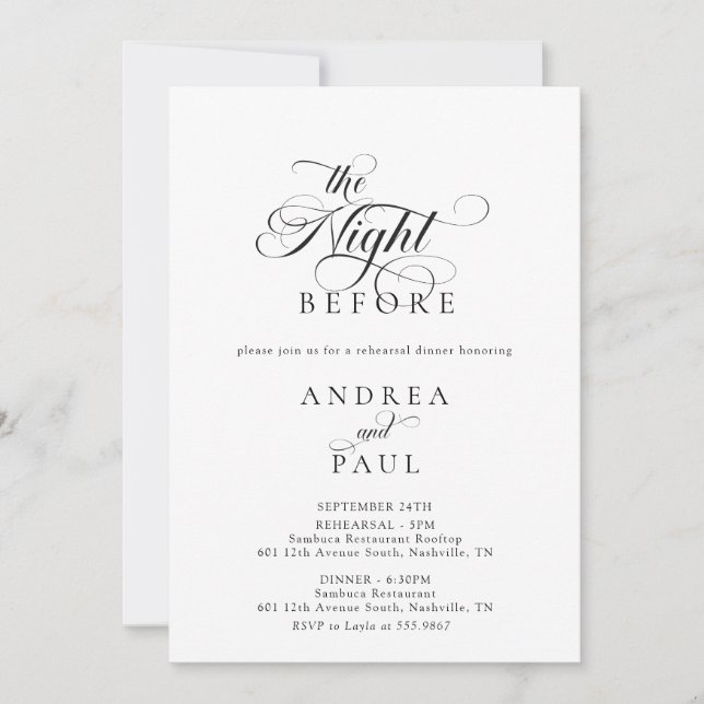 Convite Elegant Classic Wedding Rehearsal Dinner (Frente)