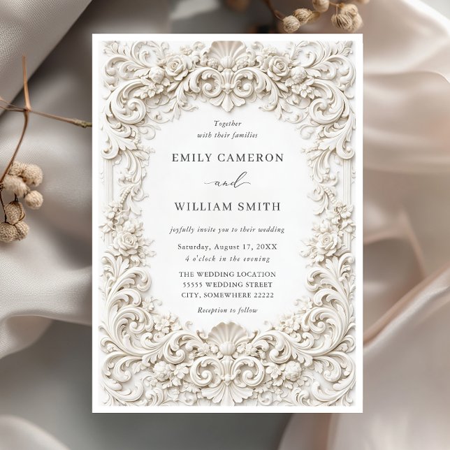 Convite Elegant Classy Baroque Frame Wedding (Criador carregado)