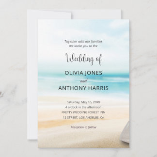 Convite Elegant Coastal Beach Wedding