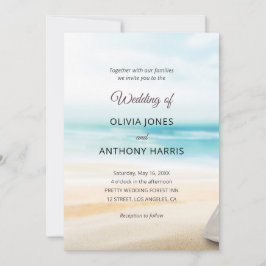 Convite Elegant Coastal Beach Wedding