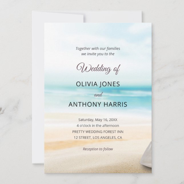 Convite Elegant Coastal Beach Wedding (Frente)