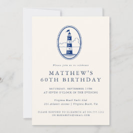 Convite Elegant Coastal Lighthouse Adult Birthday Party