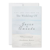 Elegant Coastal Soft Blue Watercolor Invitation