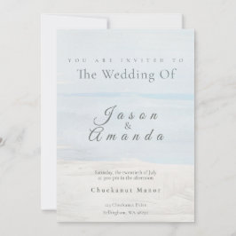 Convite Elegant Coastal Soft Blue Watercolor  Invitation